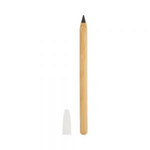 Bolígrafo de bambú libre de tinta que cuenta con una aleación de metales entre el estaño y bismuto, mismo que al contacto con la hoja hace una reacción química de oxidación en el papel.